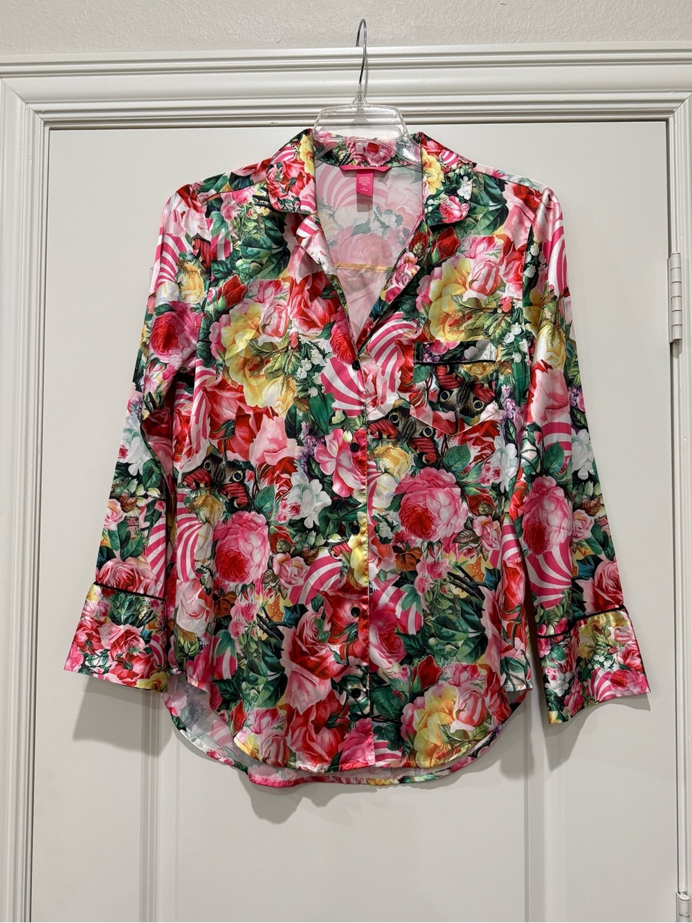 Victoria Secret MARY KATRANTZOU Satin Tropical Floral Pajama Top Medium